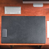 Classic Black Leather Desk Pad w/out Rails, 30 x 19